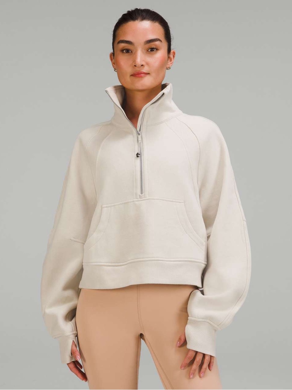 Lululemon Scuba Oversized Funnel Neck Half Zip in Creamy Ivory size XS/Small